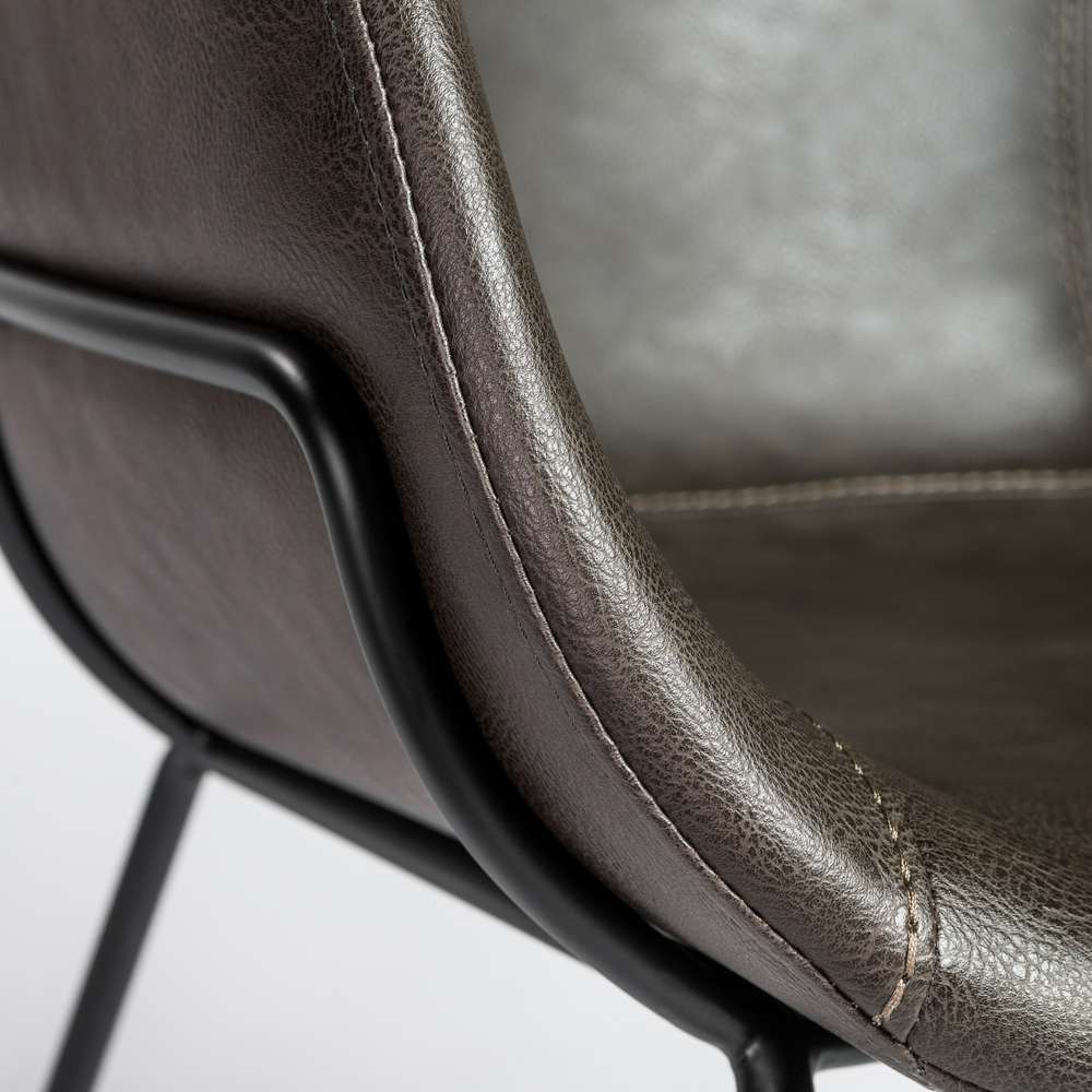 Euro Style - Zach Armchair with Dark Gray Leatherette with Matte Black Legs (Set of 2) - 30488DKGRY veiw 7