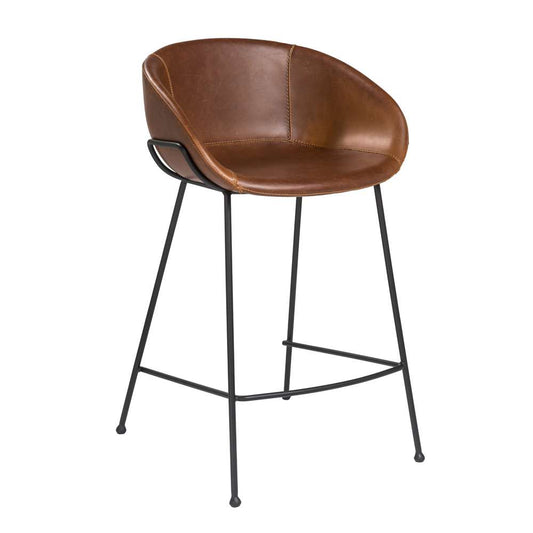 Euro Style - Zach Counter Stool in Dark Brown and Matte Black Legs (Set of 2) - 30491DKBRN veiw 2