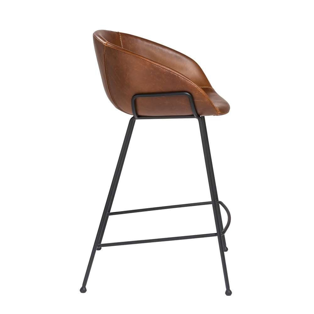 Euro Style - Zach Counter Stool in Dark Brown and Matte Black Legs (Set of 2) - 30491DKBRN veiw 3