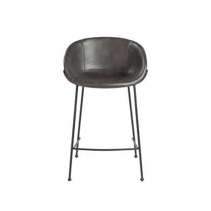 Euro Style - Zach Counter Stool with Dark Gray Leatherette and Matte Black Legs (Set of 2) - 30491DKGRY veiw 1
