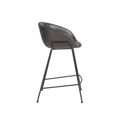 Euro Style - Zach Counter Stool with Dark Gray Leatherette and Matte Black Legs (Set of 2) - 30491DKGRY veiw 3