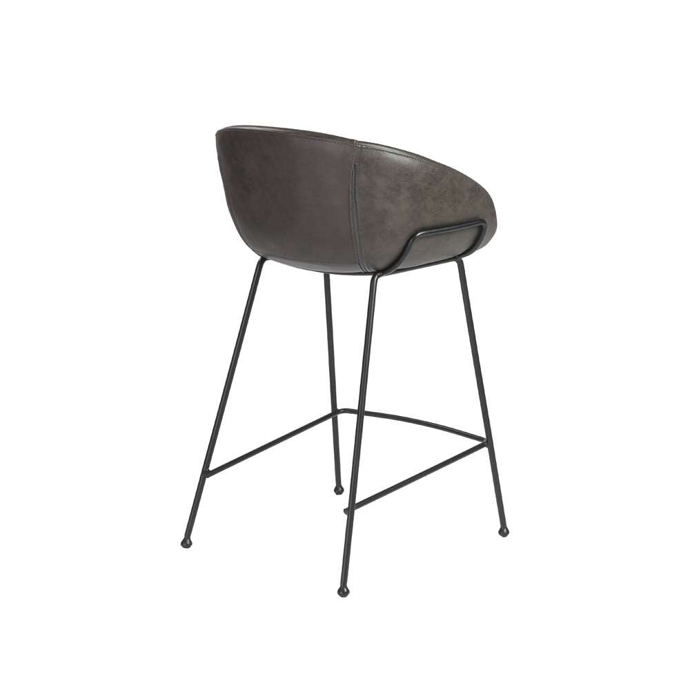 Euro Style - Zach Counter Stool with Dark Gray Leatherette and Matte Black Legs (Set of 2) - 30491DKGRY veiw 4