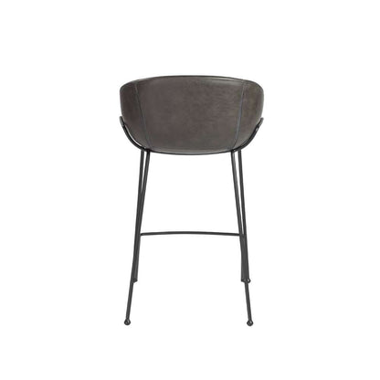Euro Style - Zach Counter Stool with Dark Gray Leatherette and Matte Black Legs (Set of 2) - 30491DKGRY veiw 5