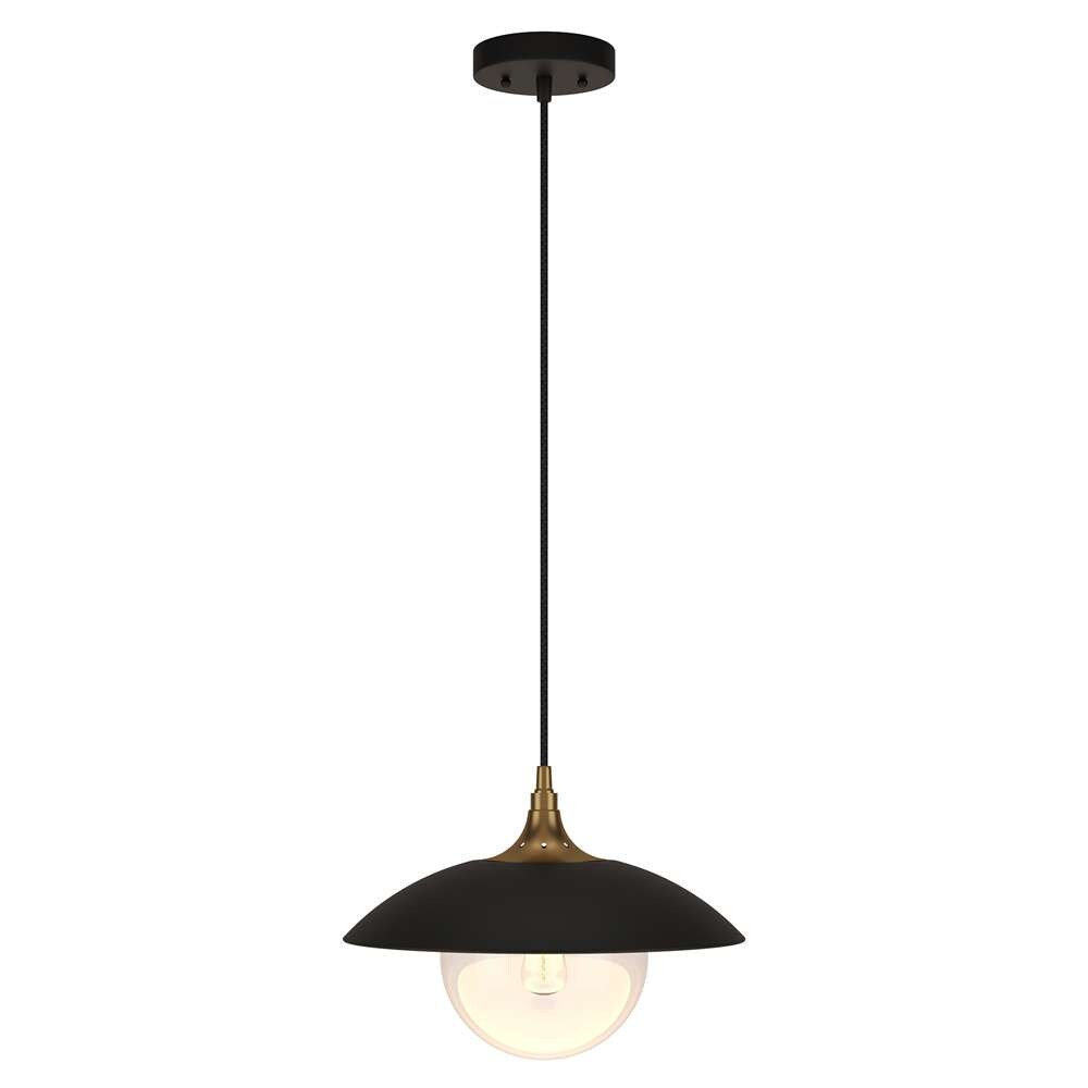 Hudson & Canal - Alvia 14.5in Wide Pendant with Metal/Glass Shade in Matte Black/Brass/Clear - PD0076 veiw 3