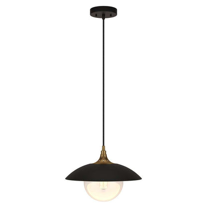 Hudson & Canal - Alvia 14.5in Wide Pendant with Metal/Glass Shade in Matte Black/Brass/Clear - PD0076 veiw 3