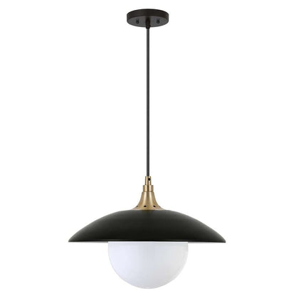 Hudson & Canal - Alvia 14.5in Wide Pendant with Metal/Glass Shade in Matte Black/Brass/White - PD1779 veiw 1