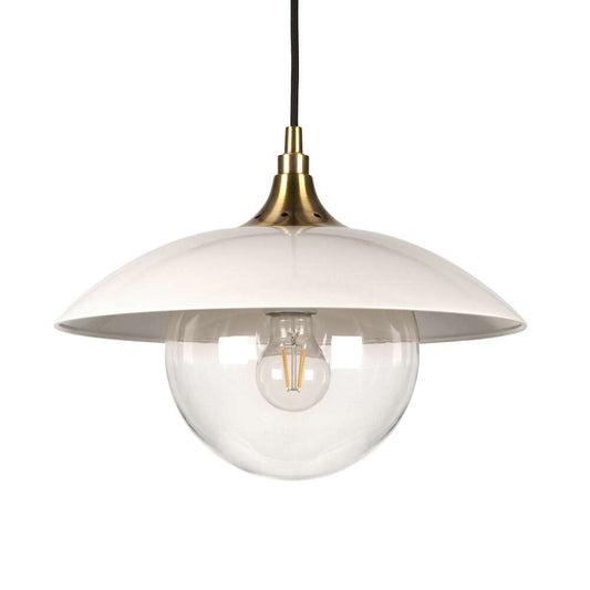 Hudson & Canal - Alvia 14.5in Wide Pendant with Metal/Glass Shade in Pearled White/Brass/Clear - PD0221 veiw 1