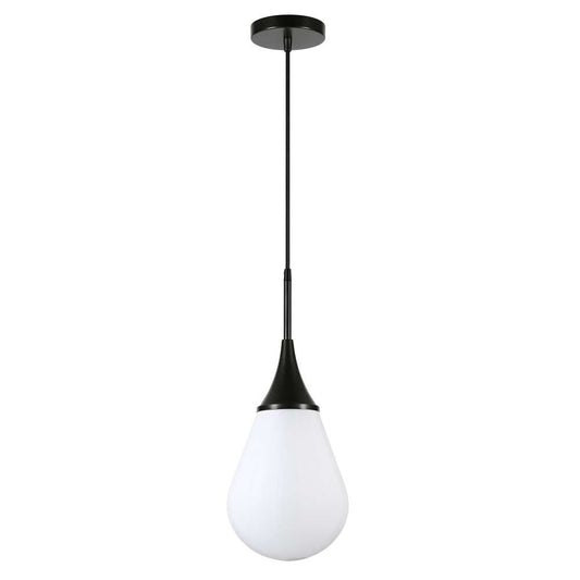 Hudson & Canal - Ambrose 7.63in Wide Pendant with Glass Shade in Blackened Bronze/White Milk - PD1534 veiw 1