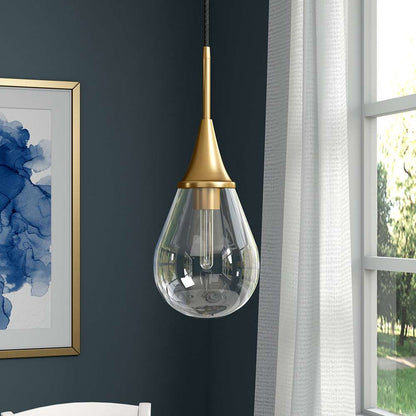 Hudson & Canal - Ambrose 7.63in Wide Pendant with Glass Shade in Brass/Clear - PD0284 veiw 2