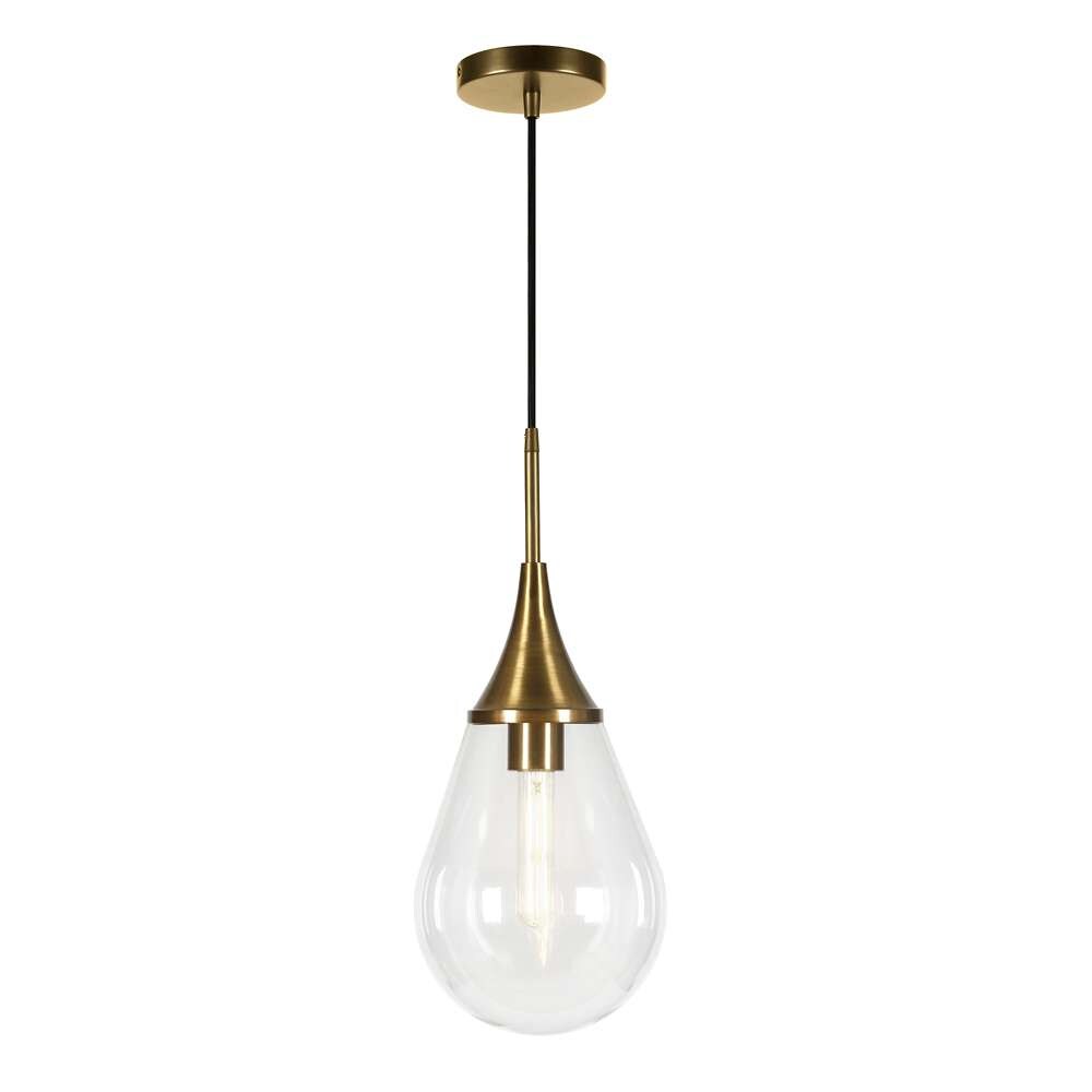 Hudson & Canal - Ambrose 7.63in Wide Pendant with Glass Shade in Brass/Clear - PD0284 veiw 3