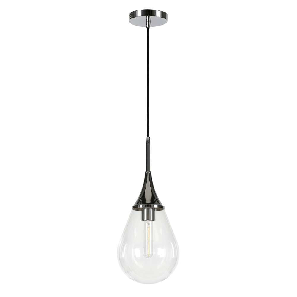 Hudson & Canal - Ambrose 7.63in Wide Pendant with Glass Shade in Polished Nickel/Clear - PD0286 veiw 1