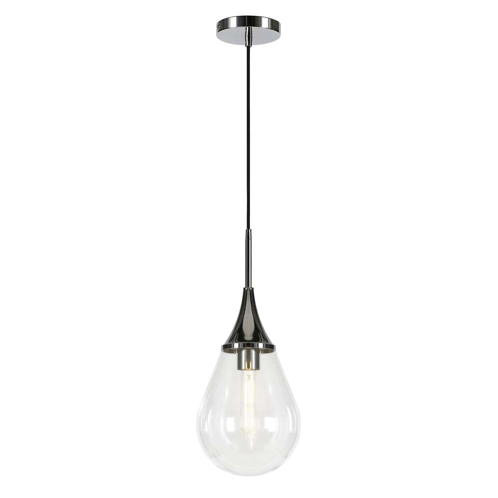 Hudson & Canal - Ambrose 7.63in Wide Pendant with Glass Shade in Polished Nickel/Clear - PD0286 veiw 3