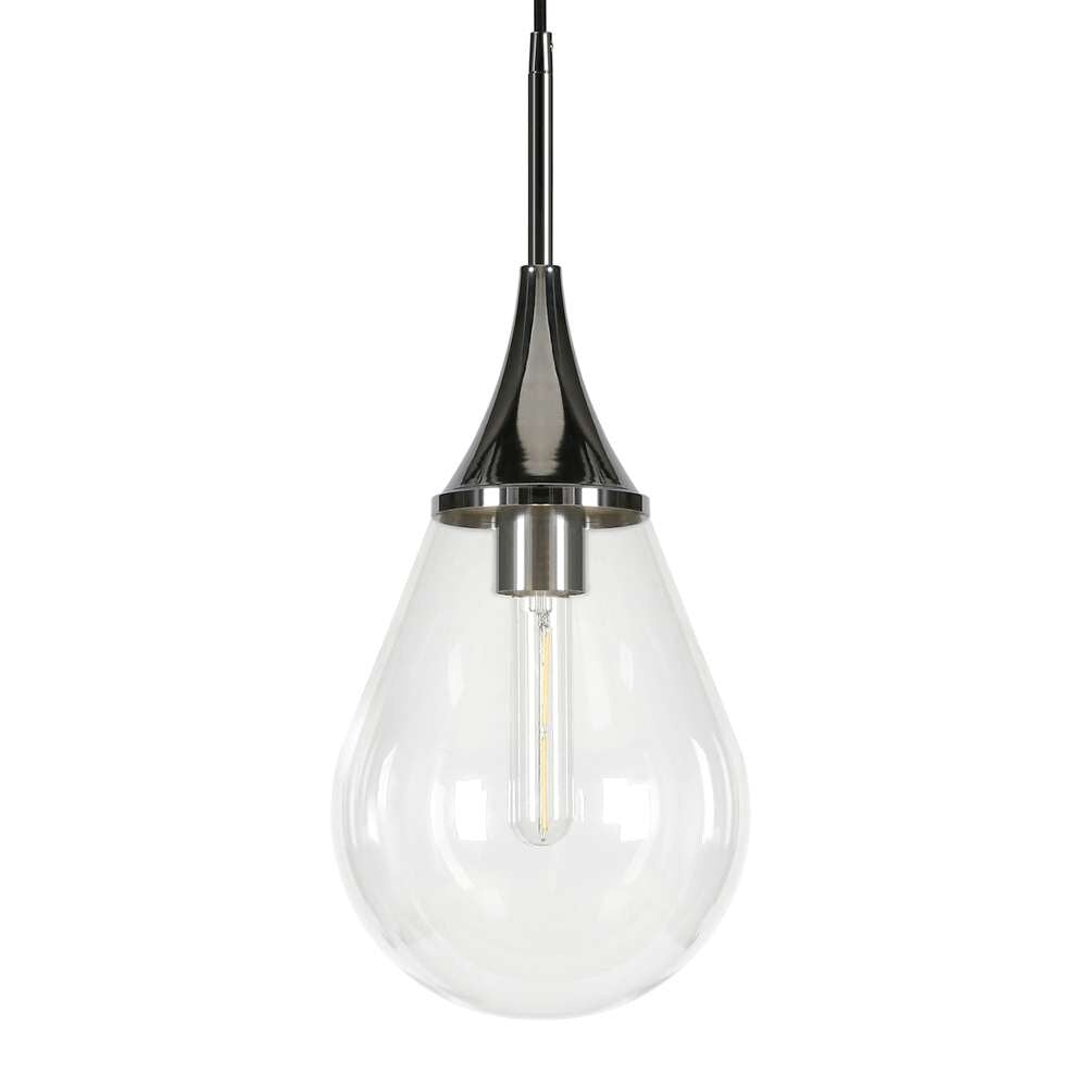 Hudson & Canal - Ambrose 7.63in Wide Pendant with Glass Shade in Polished Nickel/Clear - PD0286 veiw 4