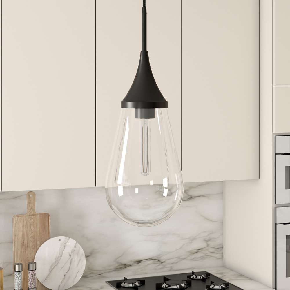 Hudson & Canal - Ambrose 8.63in Wide Pendant with Glass Shade in Blackened Bronze/Clear - PD1471 veiw 2