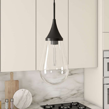 Hudson & Canal - Ambrose 8.63in Wide Pendant with Glass Shade in Blackened Bronze/Clear - PD1471 veiw 2