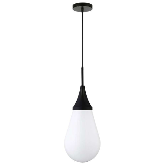 Hudson & Canal - Ambrose 8.63in Wide Pendant with Glass Shade in Blackened Bronze/Milk White - PD1535 veiw 1
