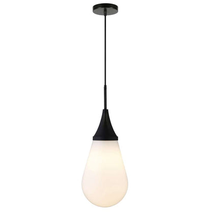 Hudson & Canal - Ambrose 8.63in Wide Pendant with Glass Shade in Blackened Bronze/Milk White - PD1535 veiw 3