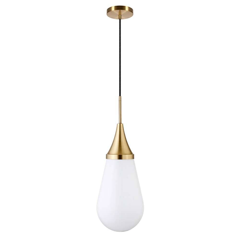 Hudson & Canal - Ambrose 8.63in Wide Pendant with Glass Shade in Brass/Milk White - PD1474 veiw 1
