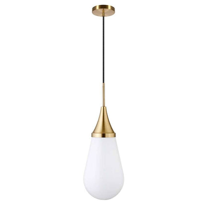 Hudson & Canal - Ambrose 8.63in Wide Pendant with Glass Shade in Brass/Milk White - PD1474 veiw 1