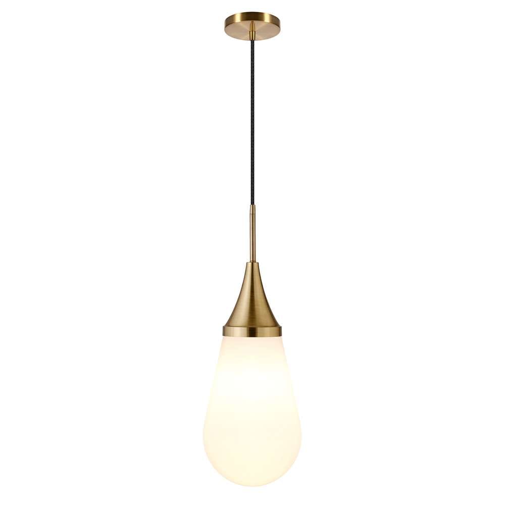 Hudson & Canal - Ambrose 8.63in Wide Pendant with Glass Shade in Brass/Milk White - PD1474 veiw 3