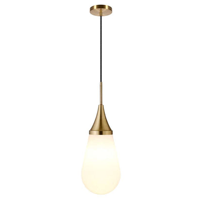 Hudson & Canal - Ambrose 8.63in Wide Pendant with Glass Shade in Brass/Milk White - PD1474 veiw 3