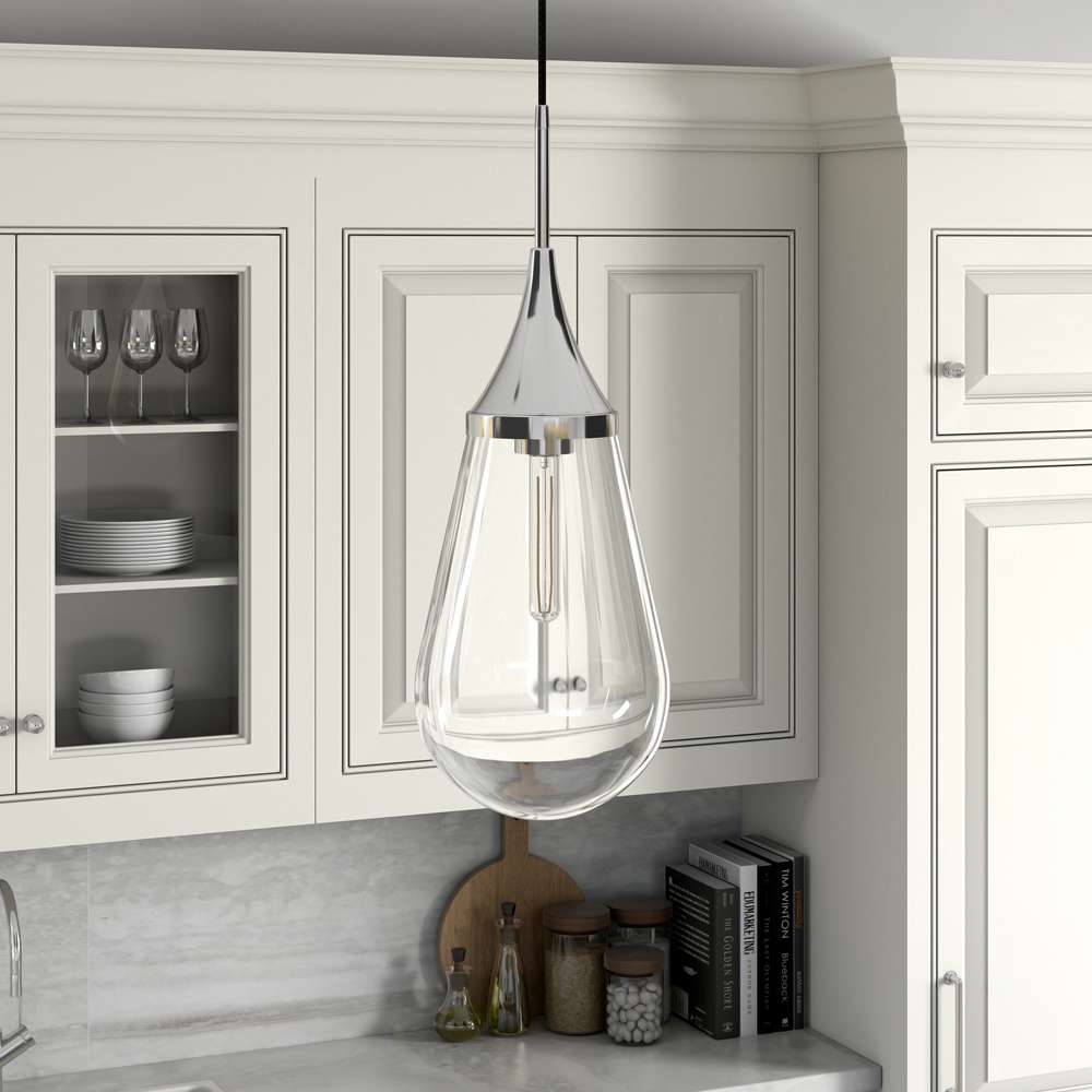 Hudson & Canal - Ambrose 8.63in Wide Pendant with Glass Shade in Polished Nickel/Clear - PD1472 veiw 2