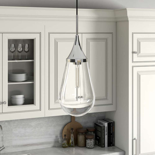 Hudson & Canal - Ambrose 8.63in Wide Pendant with Glass Shade in Polished Nickel/Clear - PD1472 veiw 2