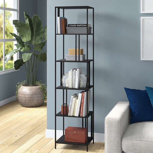 Hudson & Canal - Cortland 18in Wide Rectangular Bookcase in Blackened Bronze - BK0995 veiw 2