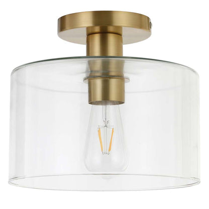 Hudson & Canal - Henri 10in Wide Semi Flush Mount with Glass Shade in Brass/Clear - SF0806 veiw 1