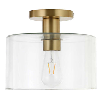 Hudson & Canal - Henri 10in Wide Semi Flush Mount with Glass Shade in Brass/Clear - SF0806 veiw 3