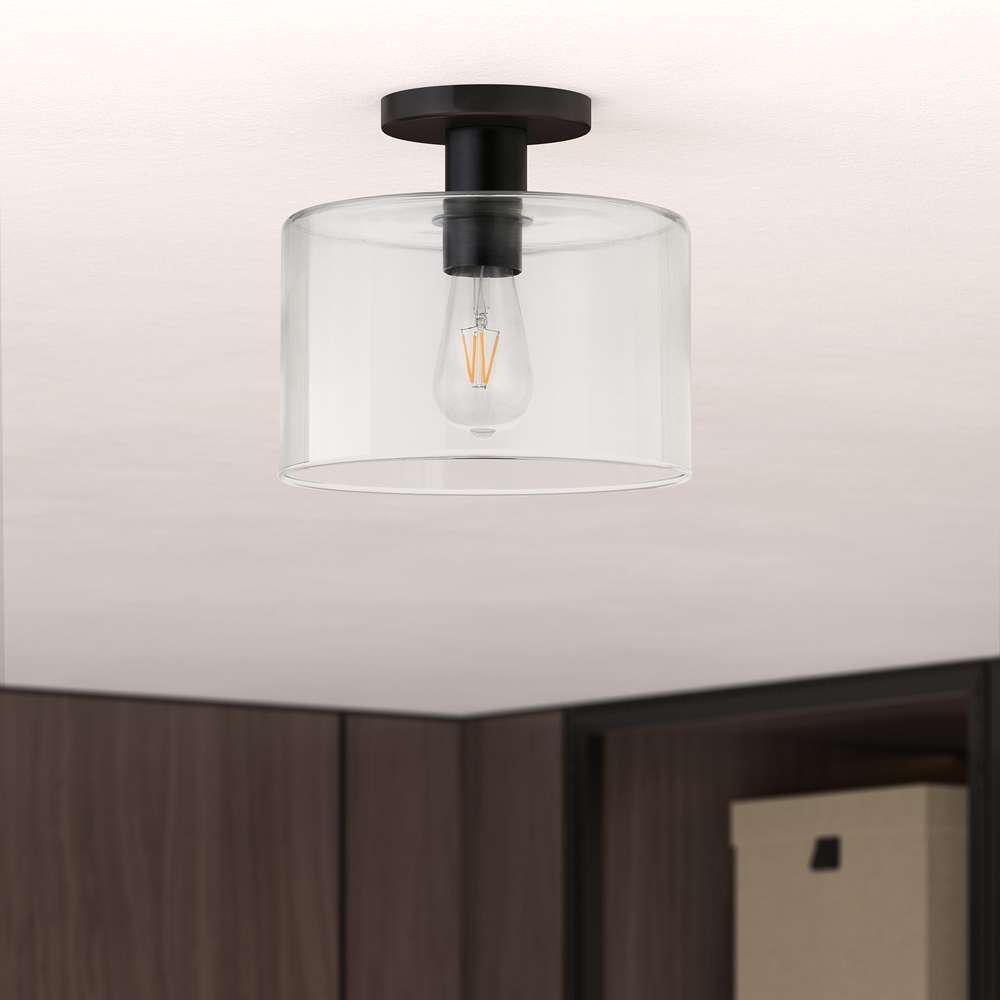 Hudson & Canal - Henri 10in Wide Semi Flush Mount with Glass Shade in Matte Black/Clear - SF0808 veiw 2