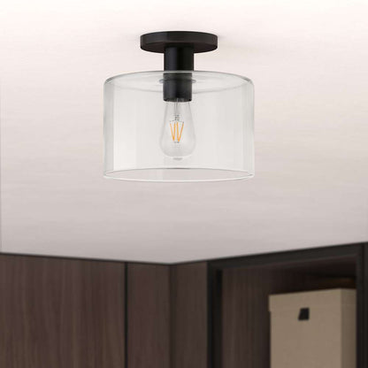 Hudson & Canal - Henri 10in Wide Semi Flush Mount with Glass Shade in Matte Black/Clear - SF0808 veiw 2