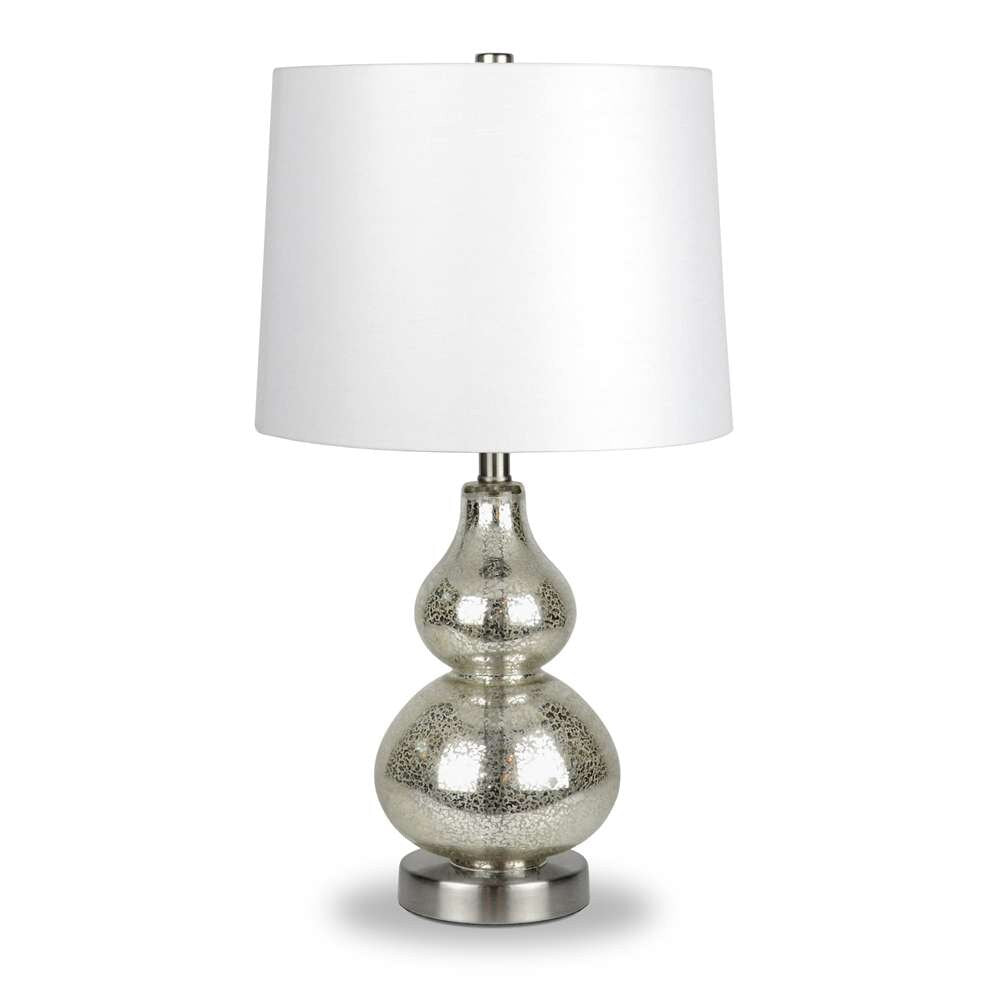 Hudson & Canal - Katrina 21.25in Tall Petite Table Lamp with Fabric Shade in Mercury Glass/Satin Nickel/White - TL0046 veiw 1