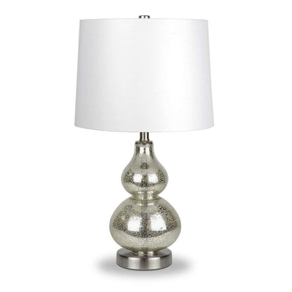 Hudson & Canal - Katrina 21.25in Tall Petite Table Lamp with Fabric Shade in Mercury Glass/Satin Nickel/White - TL0046 veiw 1