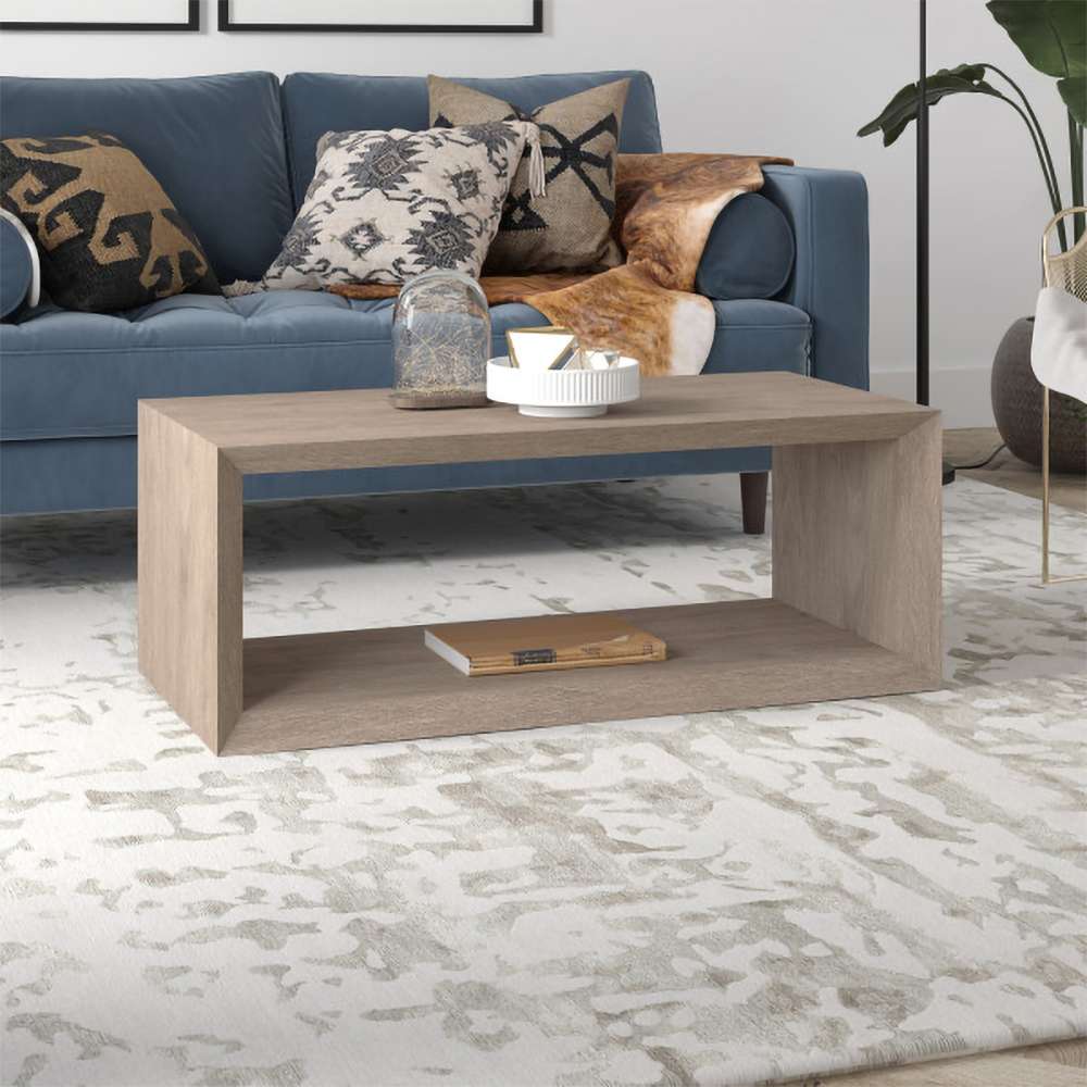 Hudson & Canal - Osmond 48in Wide Rectangular Coffee Table in Antiqued Gray Oak - CT1867 veiw 2