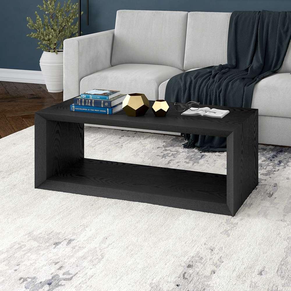 Hudson & Canal - Osmond 48in Wide Rectangular Coffee Table in Black Grain - CT1865 veiw 2