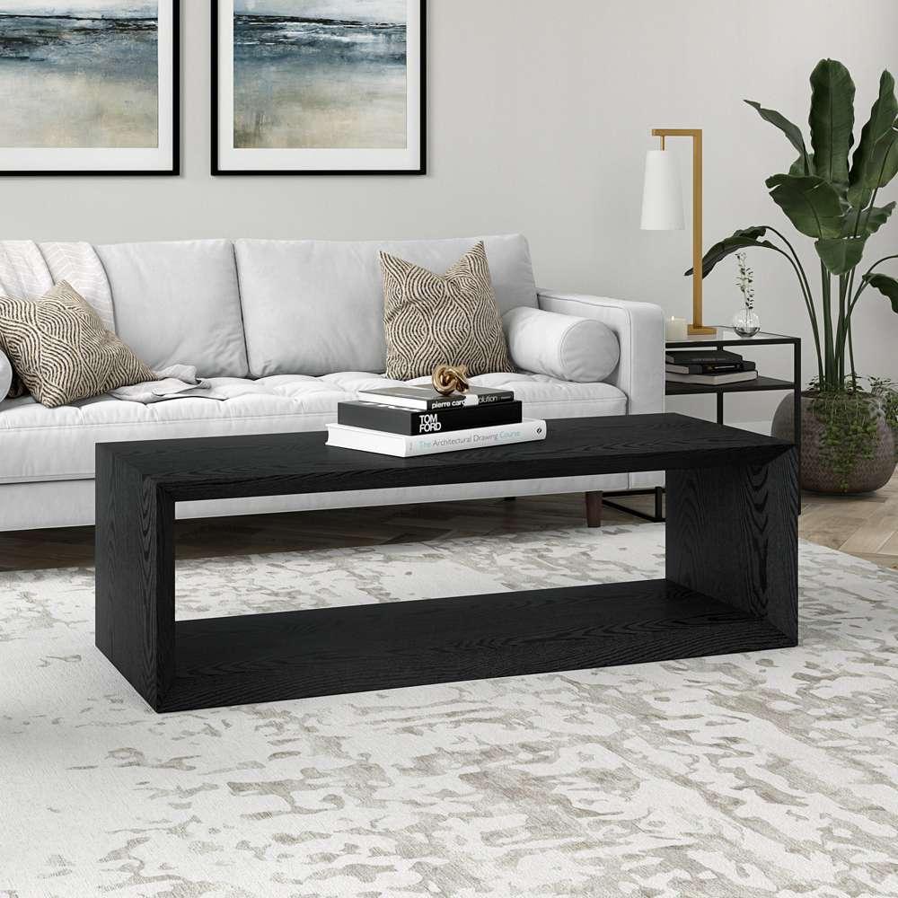 Hudson & Canal - Osmond 58in Wide Rectangular Coffee Table in Black Grain - CT1868 veiw 2