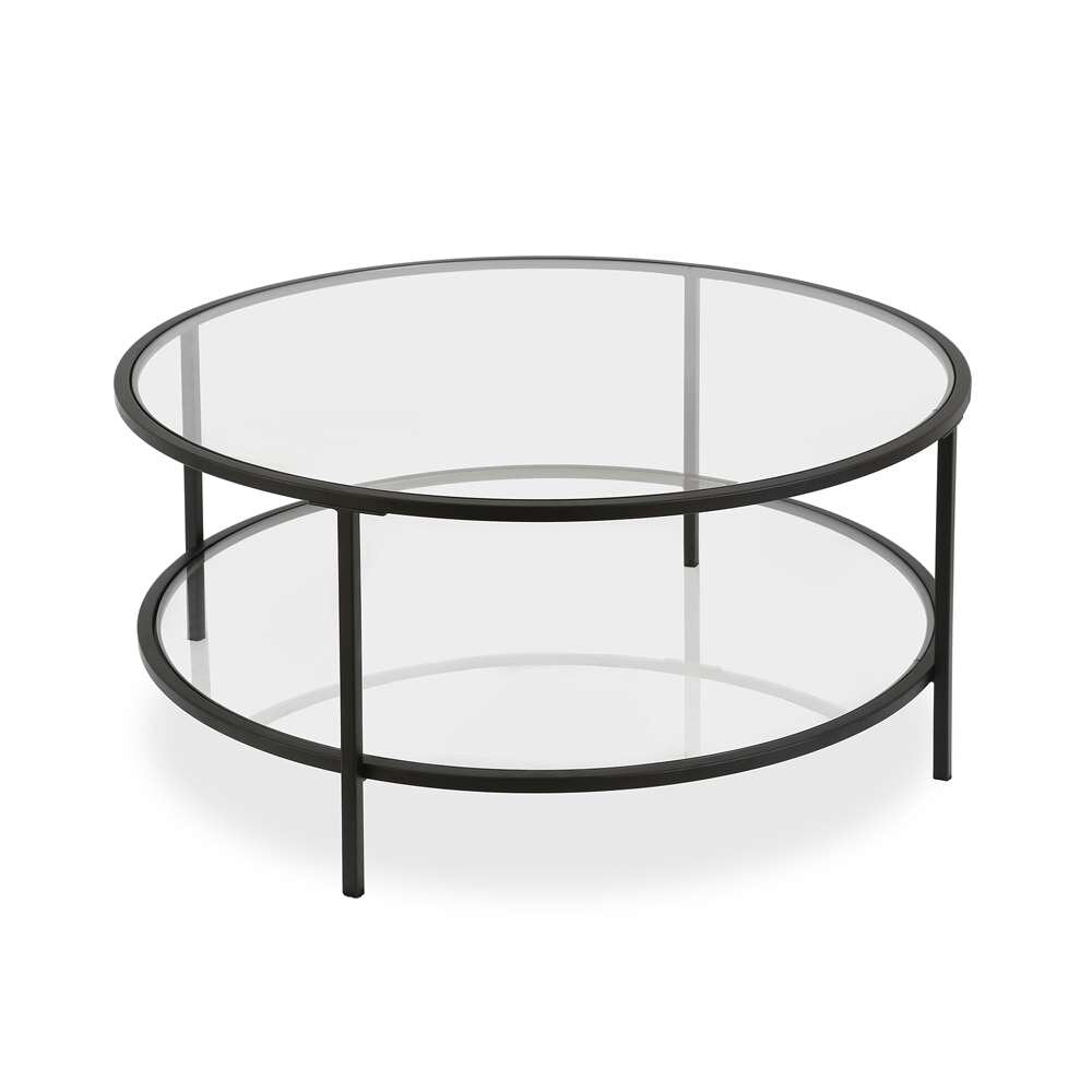 Hudson & Canal - Sivil 36in Wide Round Coffee Table with Glass Top in Blackened Bronze - CT0144 veiw 1