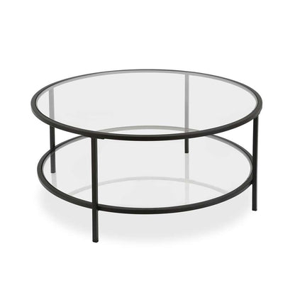 Hudson & Canal - Sivil 36in Wide Round Coffee Table with Glass Top in Blackened Bronze - CT0144 veiw 1