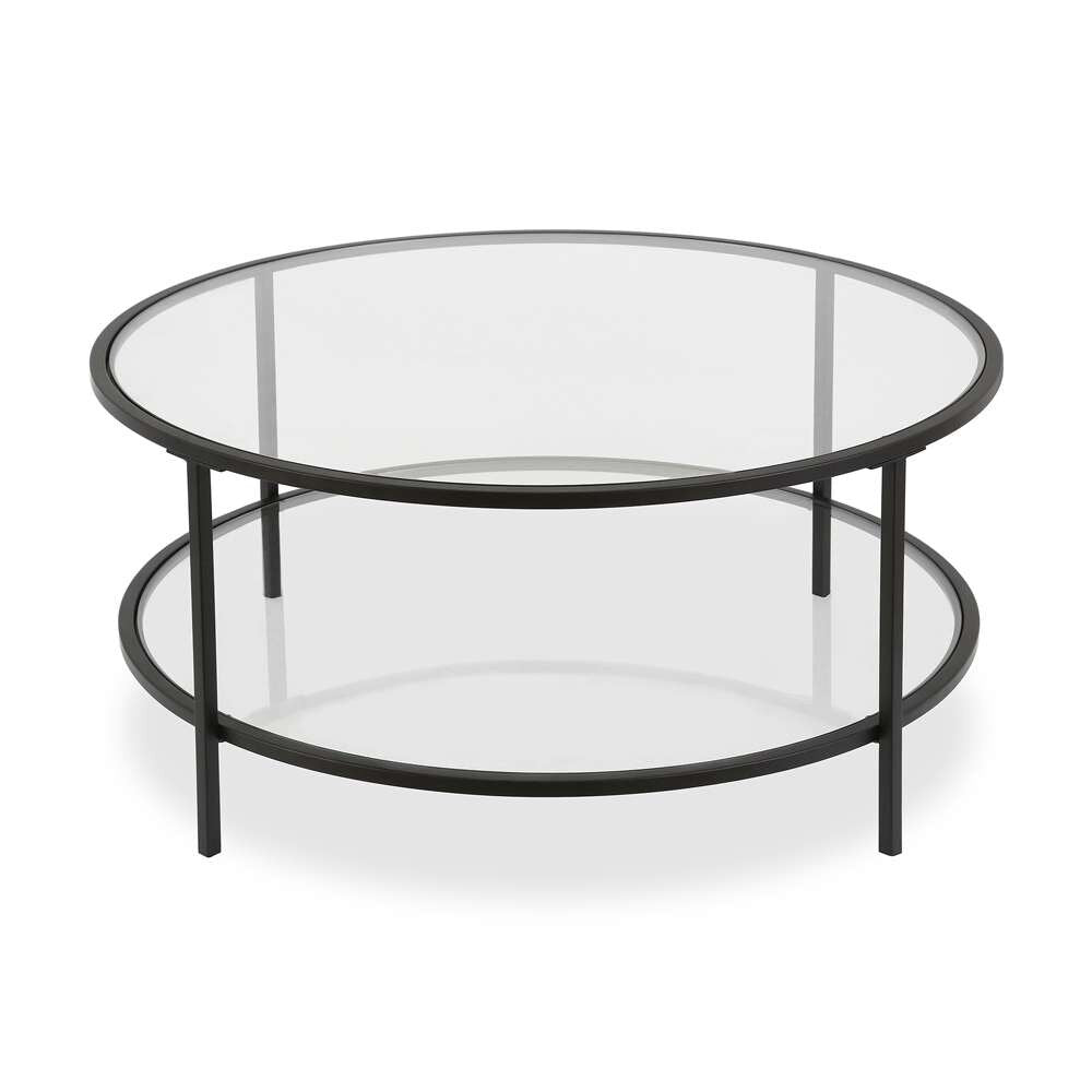 Hudson & Canal - Sivil 36in Wide Round Coffee Table with Glass Top in Blackened Bronze - CT0144 veiw 3