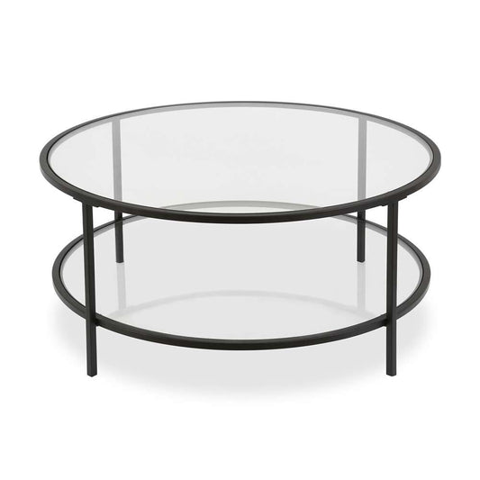 Hudson & Canal - Sivil 36in Wide Round Coffee Table with Glass Top in Blackened Bronze - CT0144 veiw 3