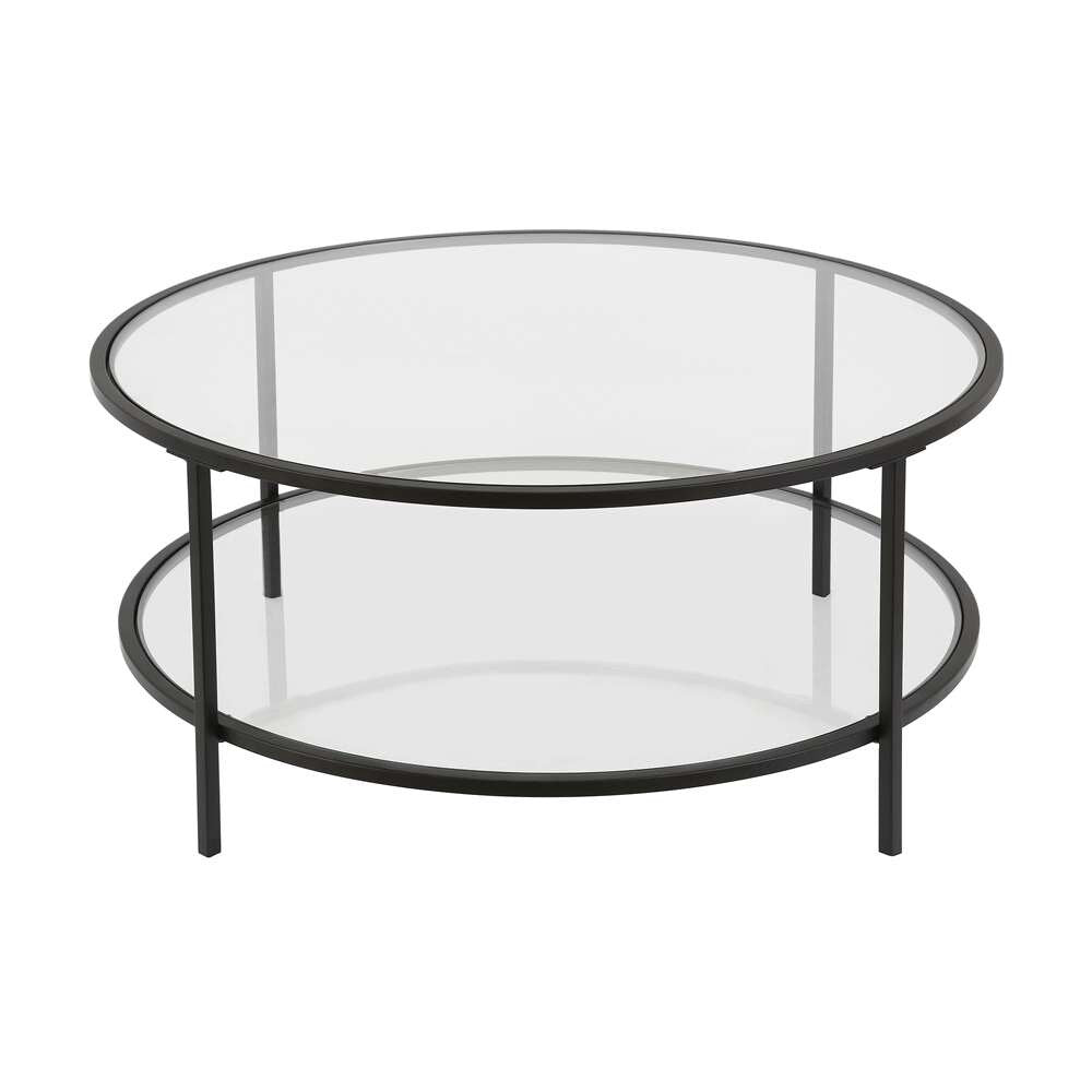Hudson & Canal - Sivil 36in Wide Round Coffee Table with Glass Top in Blackened Bronze - CT0144 veiw 4