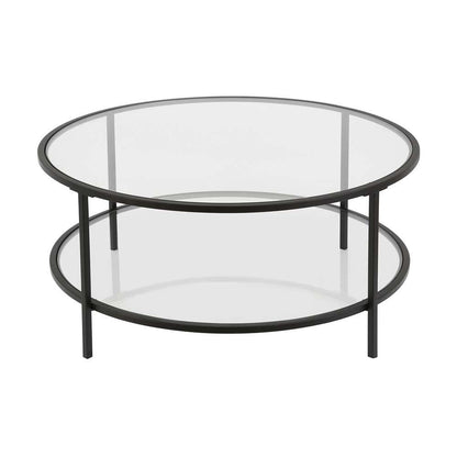 Hudson & Canal - Sivil 36in Wide Round Coffee Table with Glass Top in Blackened Bronze - CT0144 veiw 4