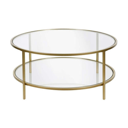Hudson & Canal - Sivil 36in Wide Round Coffee Table with Glass Top in Brass - CT0200 veiw 1