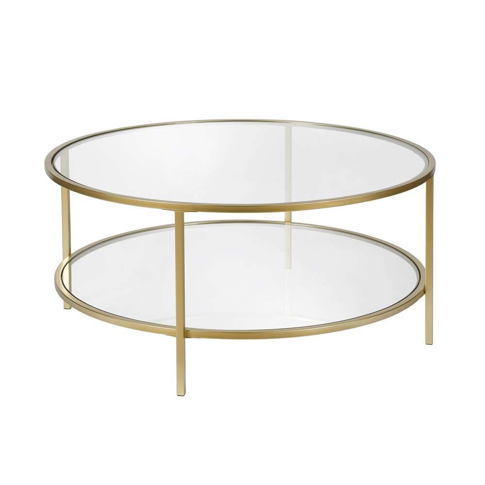 Hudson & Canal - Sivil 36in Wide Round Coffee Table with Glass Top in Brass - CT0200 veiw 3
