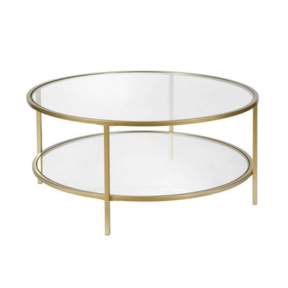 Hudson & Canal - Sivil 36in Wide Round Coffee Table with Glass Top in Brass - CT0200 veiw 3