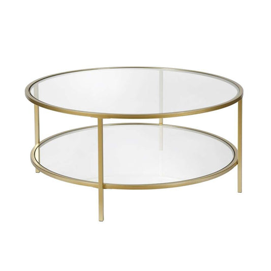Hudson & Canal - Sivil 36in Wide Round Coffee Table with Glass Top in Brass - CT0200 veiw 3