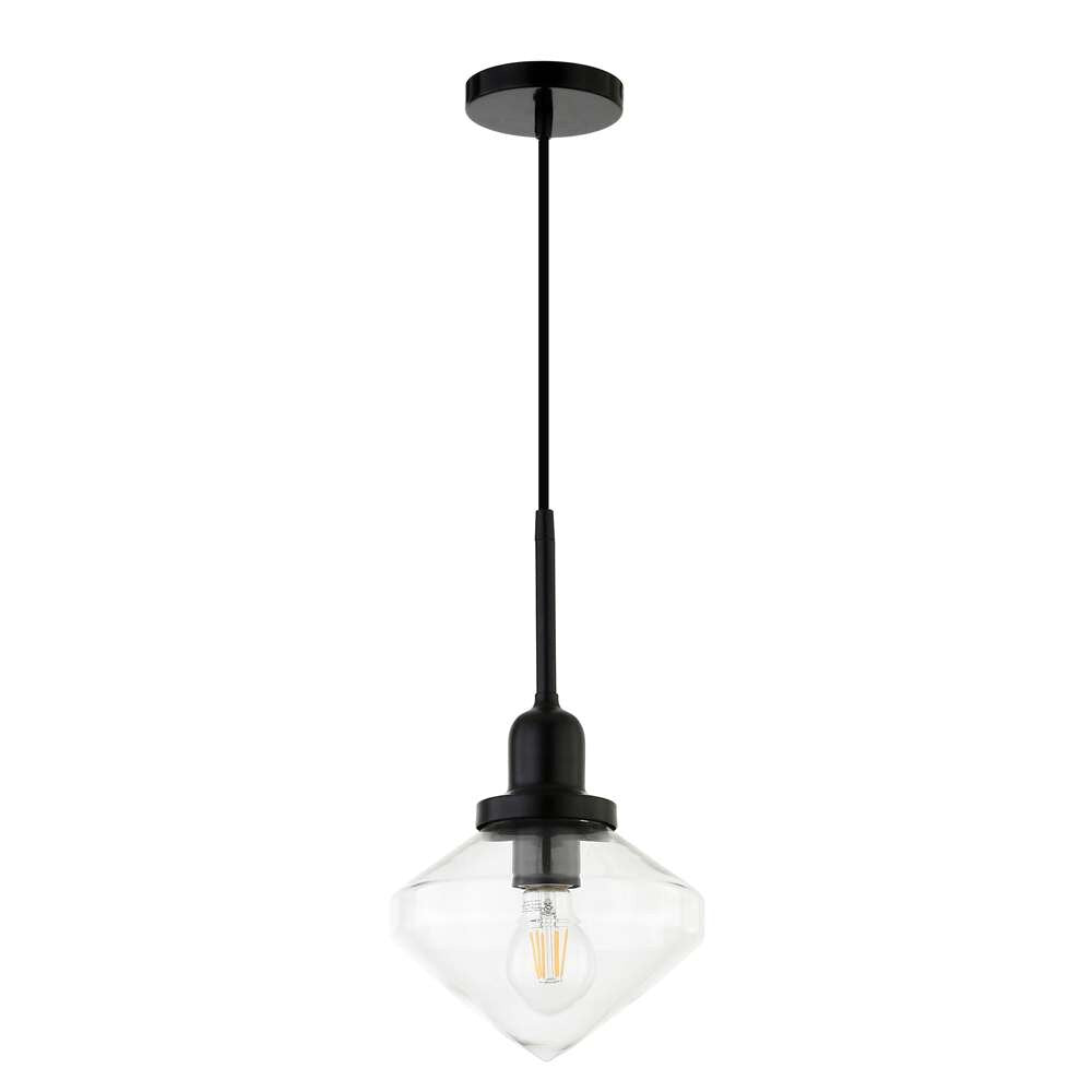 Hudson & Canal - Zariza 8in Wide Pendant with Glass Shade in Blackened Bronze/Clear - PD0610 veiw 1