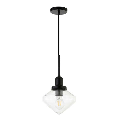 Hudson & Canal - Zariza 8in Wide Pendant with Glass Shade in Blackened Bronze/Clear - PD0610 veiw 1