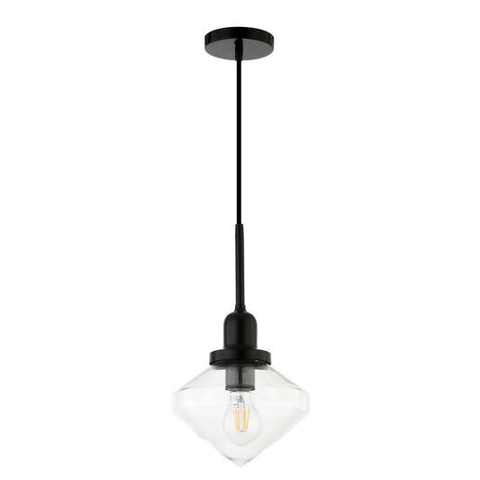 Hudson & Canal - Zariza 8in Wide Pendant with Glass Shade in Blackened Bronze/Clear - PD0610 veiw 1